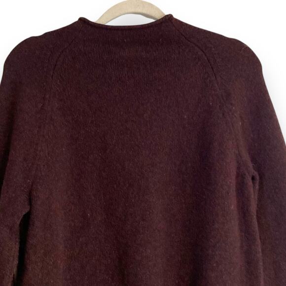 Womens Banana Republic Maroon Heather Moc Neck Recycled Wool Sweater Size Medium - Picture 7 of 16